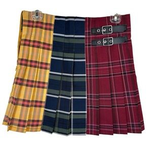 Vintage. No Boundaries Mixed Print Plaid Pleated mini Skirt Size 7/8 🔥